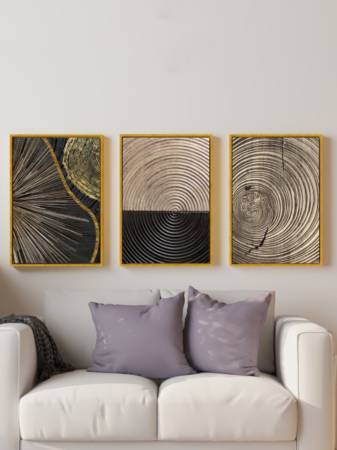 

Art Street Black 3 Pieces Abstract Printed Wall Art, Gold