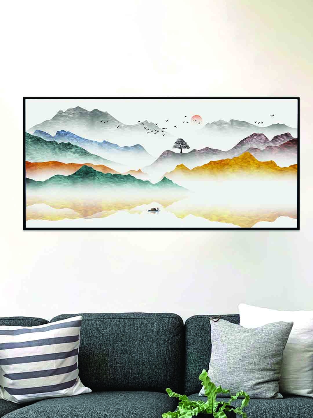 

Art Street White & Orange Abstract Mountain Painting Wall Art