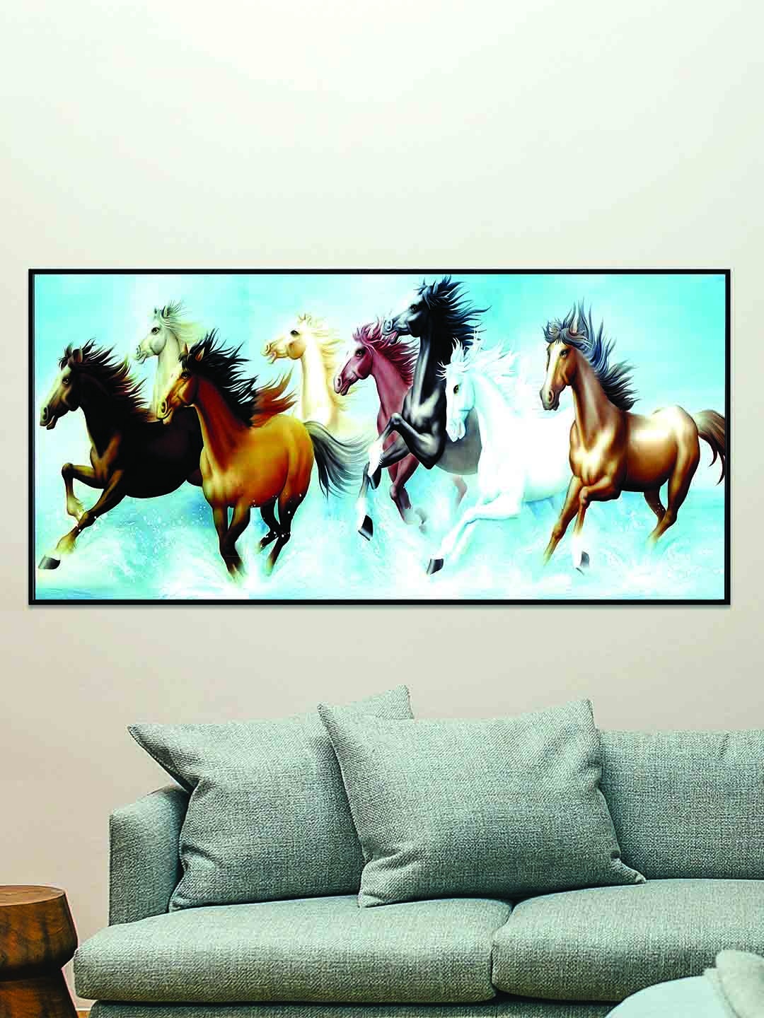 Art Street Black & Brown Abstract Running Horse Printed Wall Art
