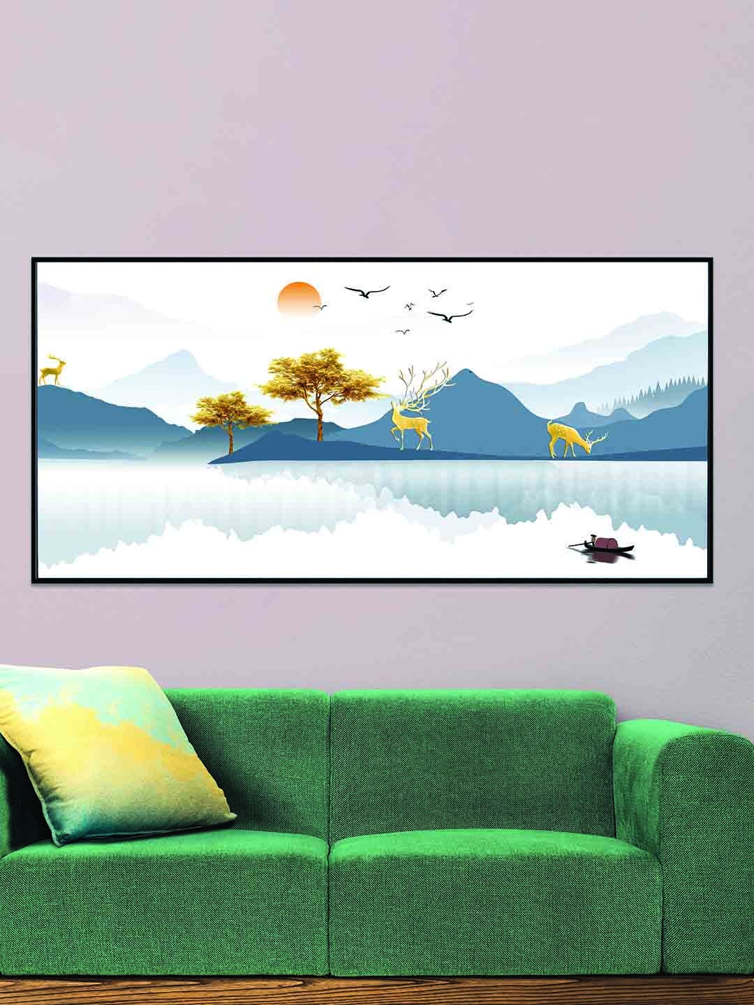 Art Street Black & White Abstract Dear and Tree Printed Canvas Wall Art