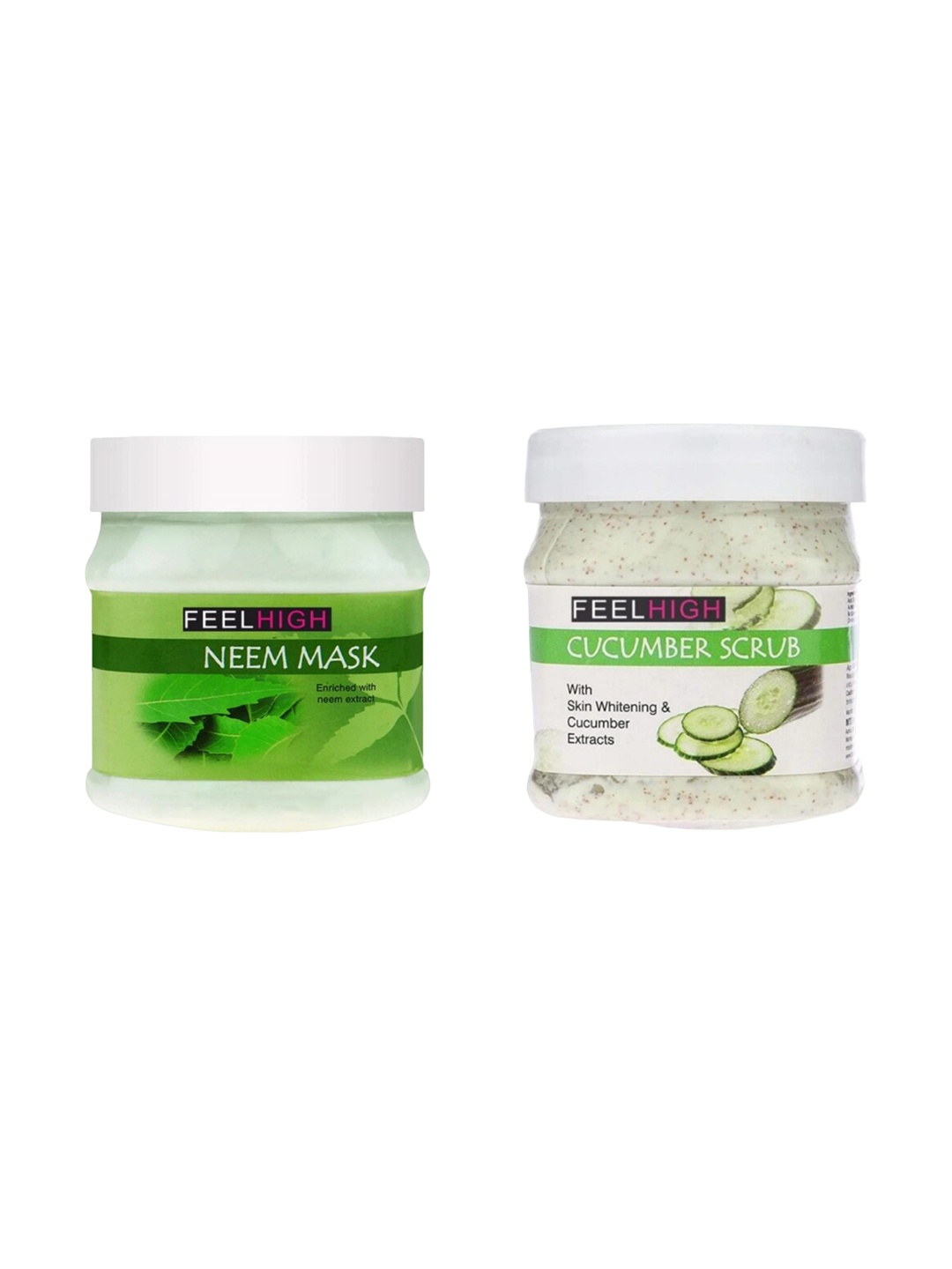 

FEELHIGH Set Of 2 Neem Mask & Cucumber Scrub 500ml-Each, Multi