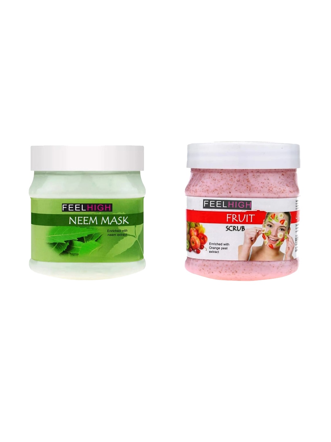 

FEELHIGH Set Of 2 Neem Mask & Fruit Scrub- 500ml Each, Green