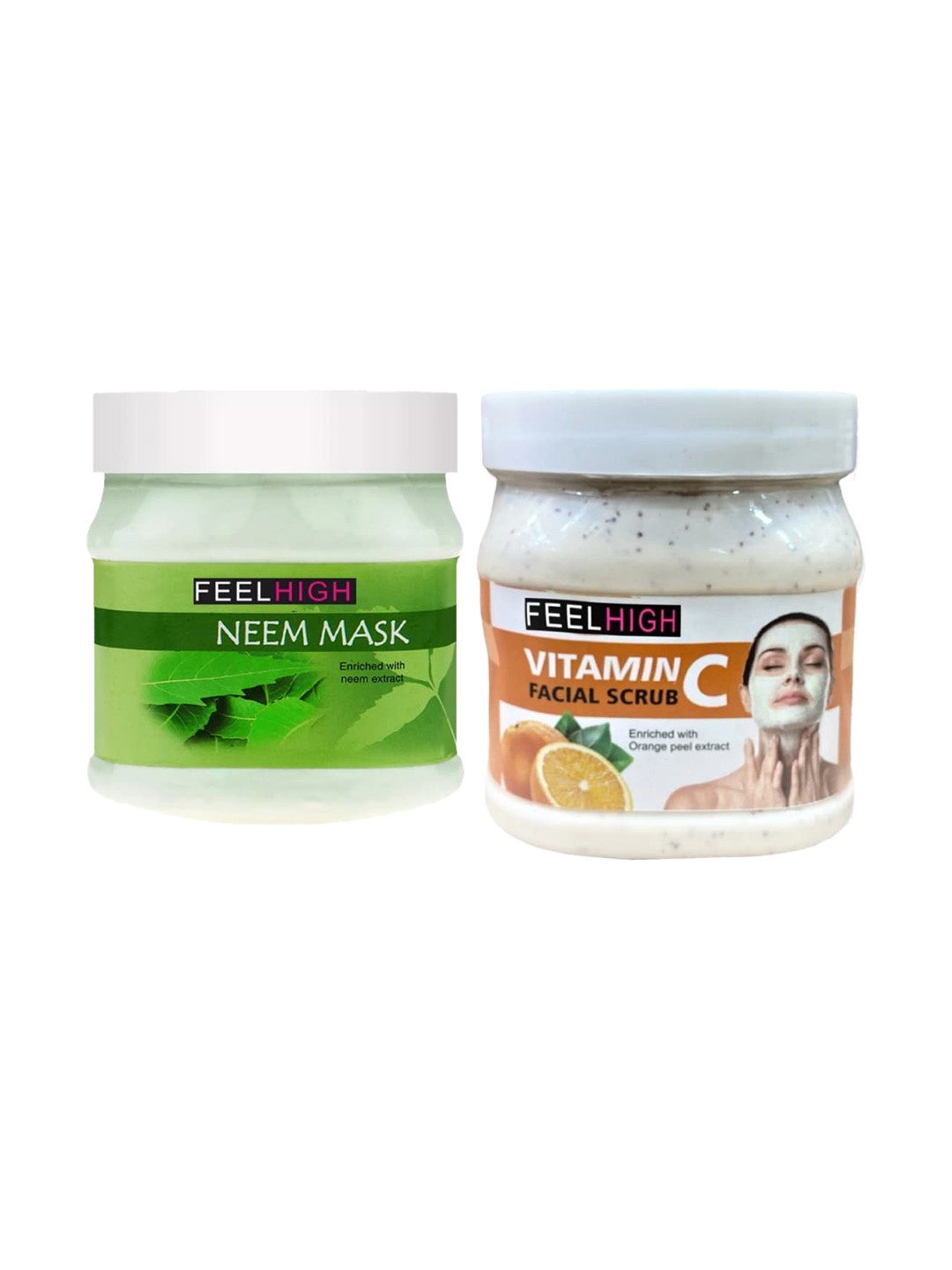 

FEELHIGH Set Of 2 Neem Mask & Vitamin C Facial Scrub- 500ml Each, Green