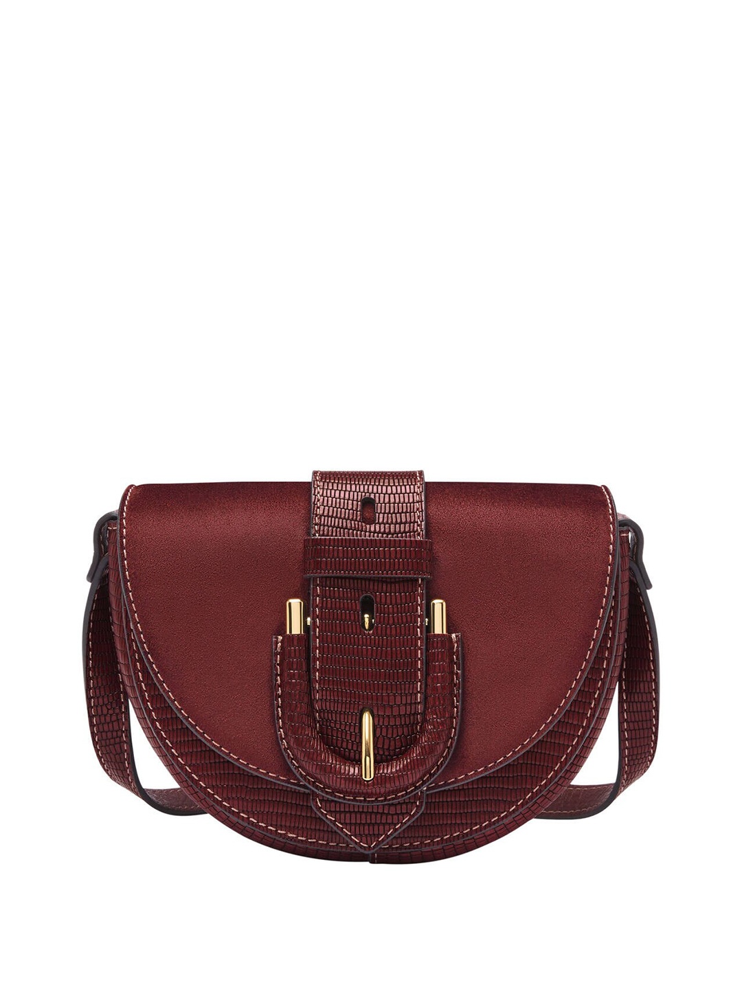 

Fossil Lennox Textured Leather Crossbody Structured Sling Bag, Maroon
