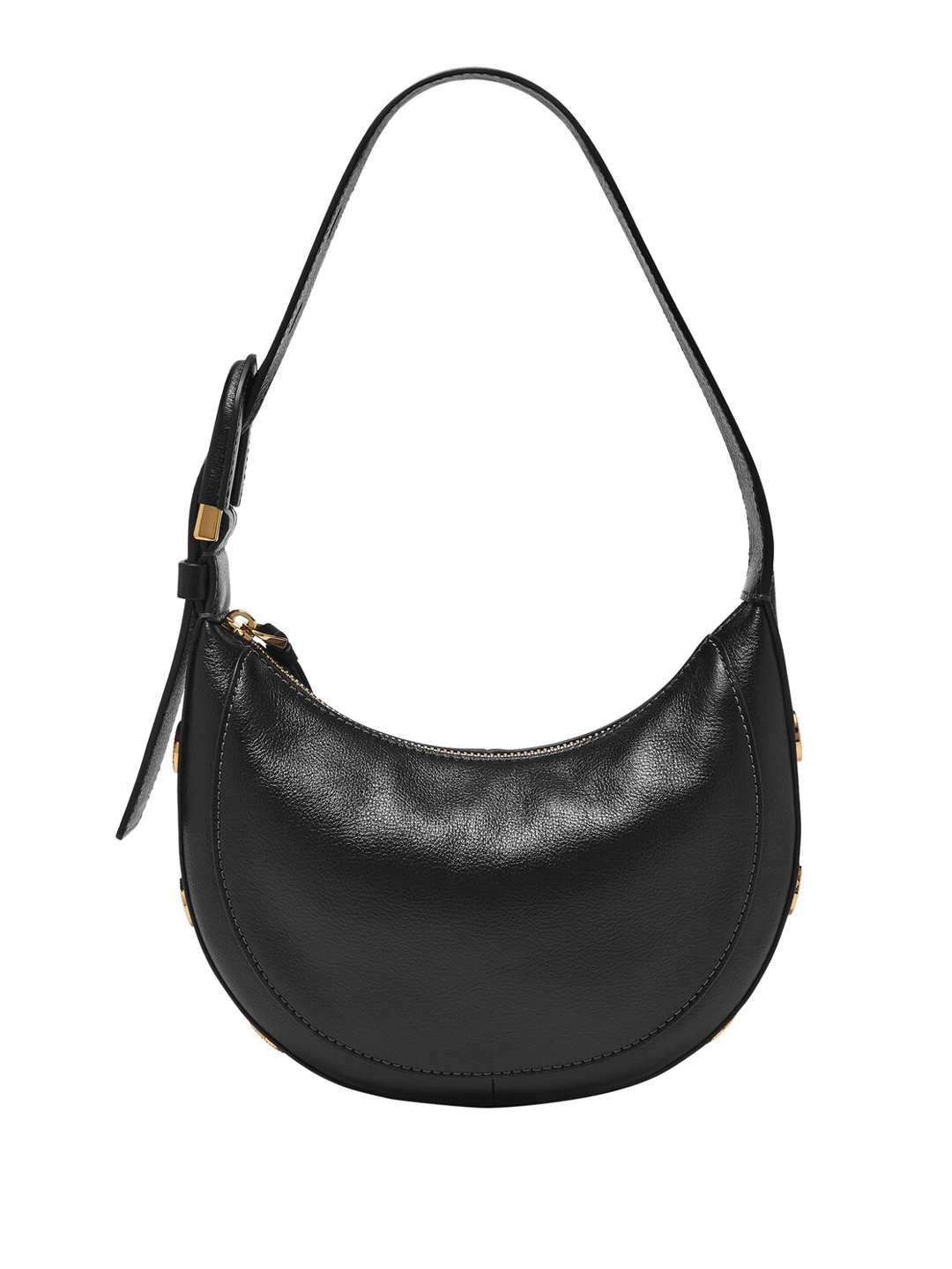 

Fossil Textured Leather Half Moon Structured Hobo Bag, Black