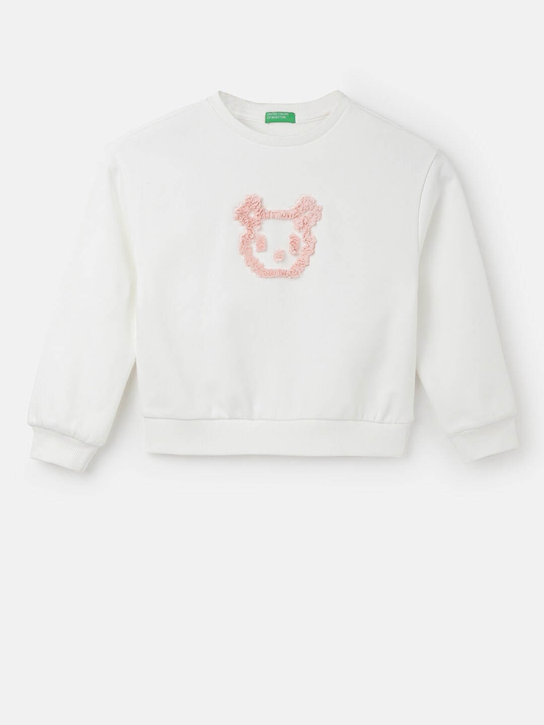 

United Colors of Benetton Girls Embellished Cotton Sweatshirt, Cream
