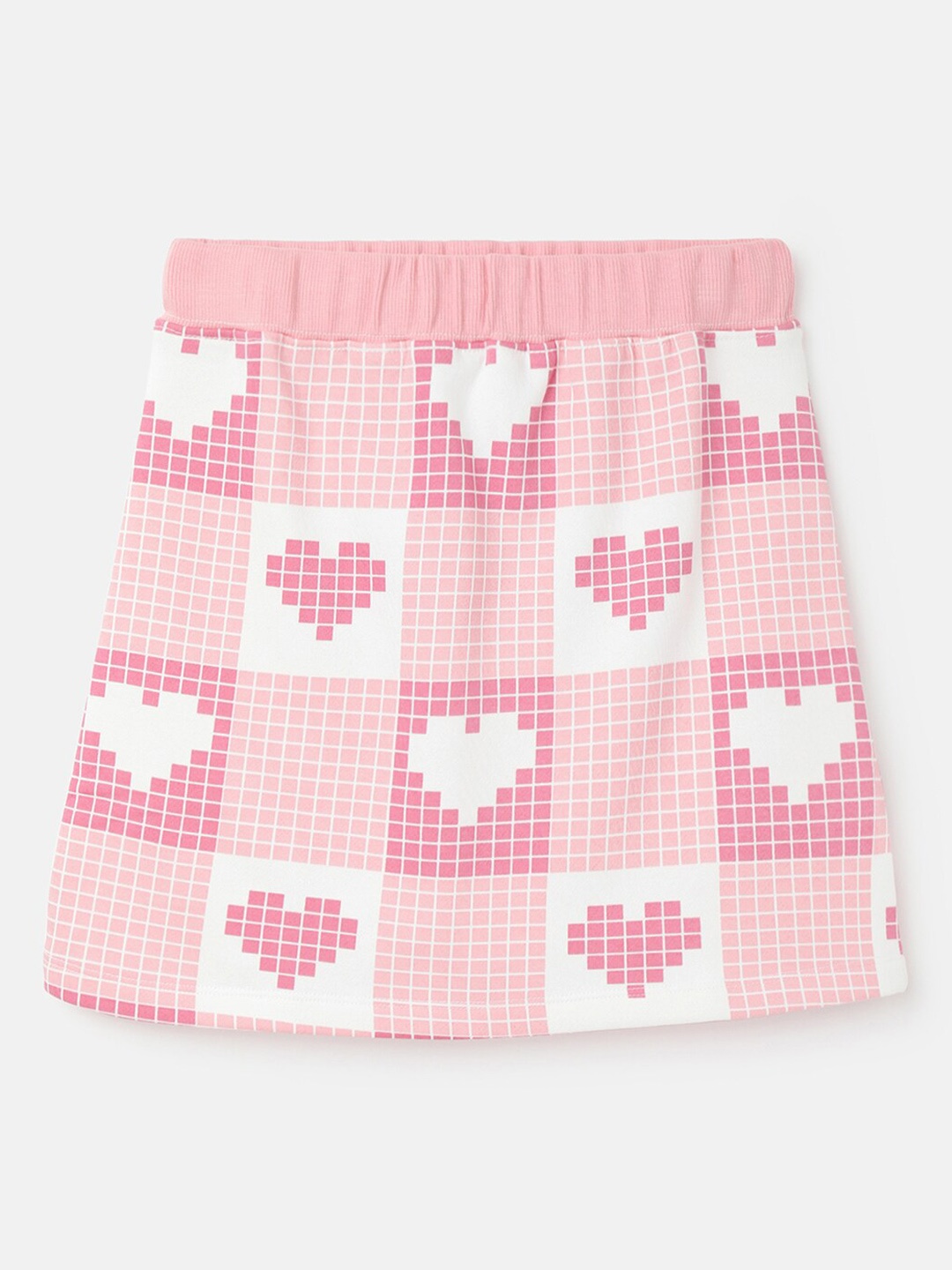 

United Colors of Benetton Girls Printed & Checked A-line Skirt, Pink