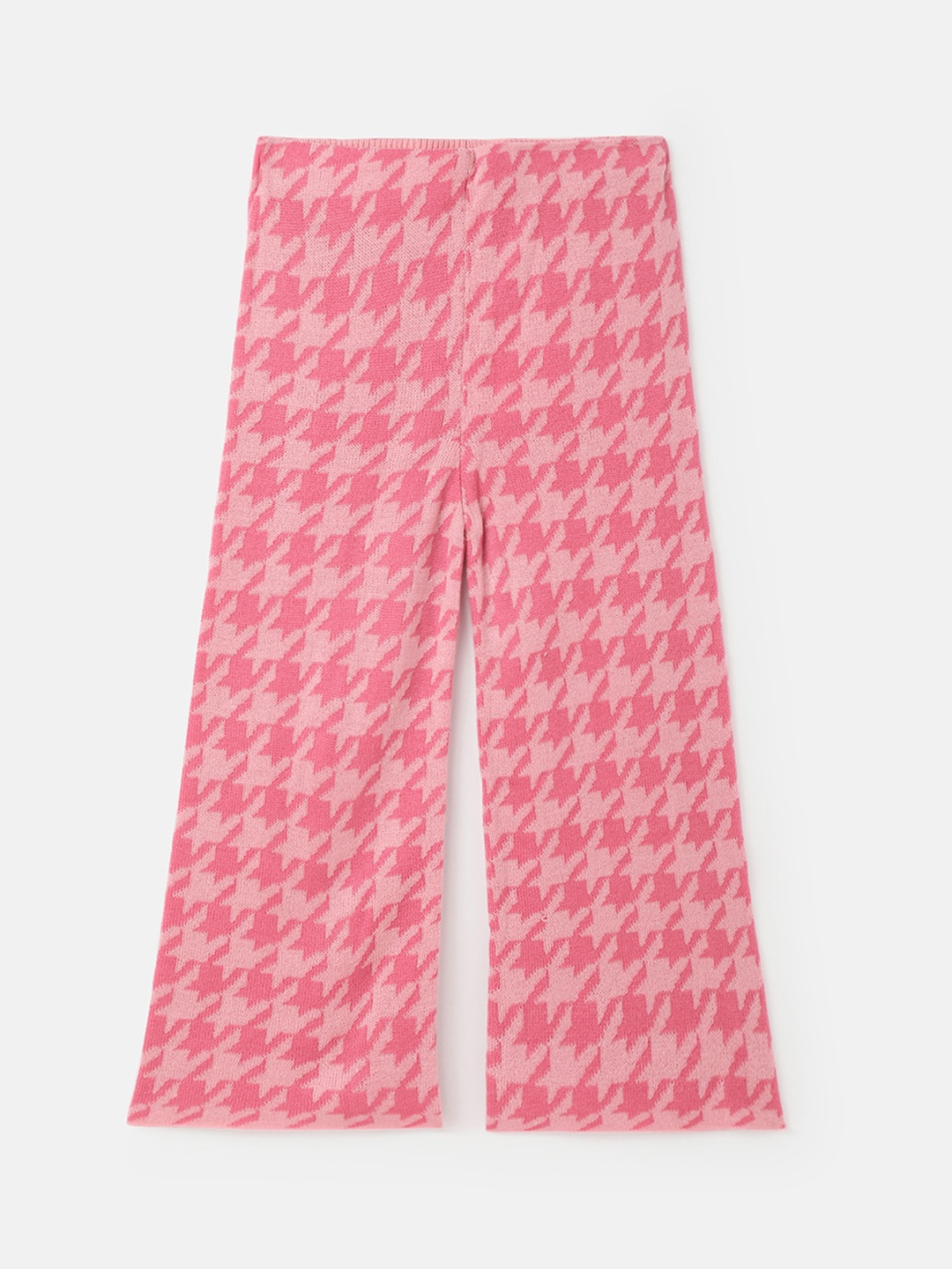 

United Colors of Benetton Girls Printed High-Rise Acrylic Trousers, Pink