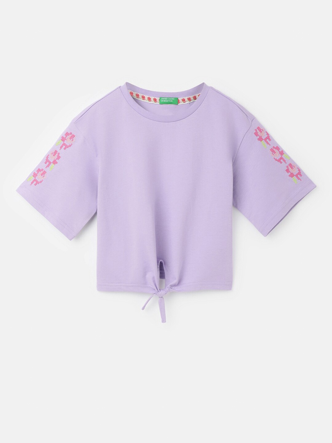 United Colors of Benetton Girls Waist Tie Ups Cotton Top, Purple
