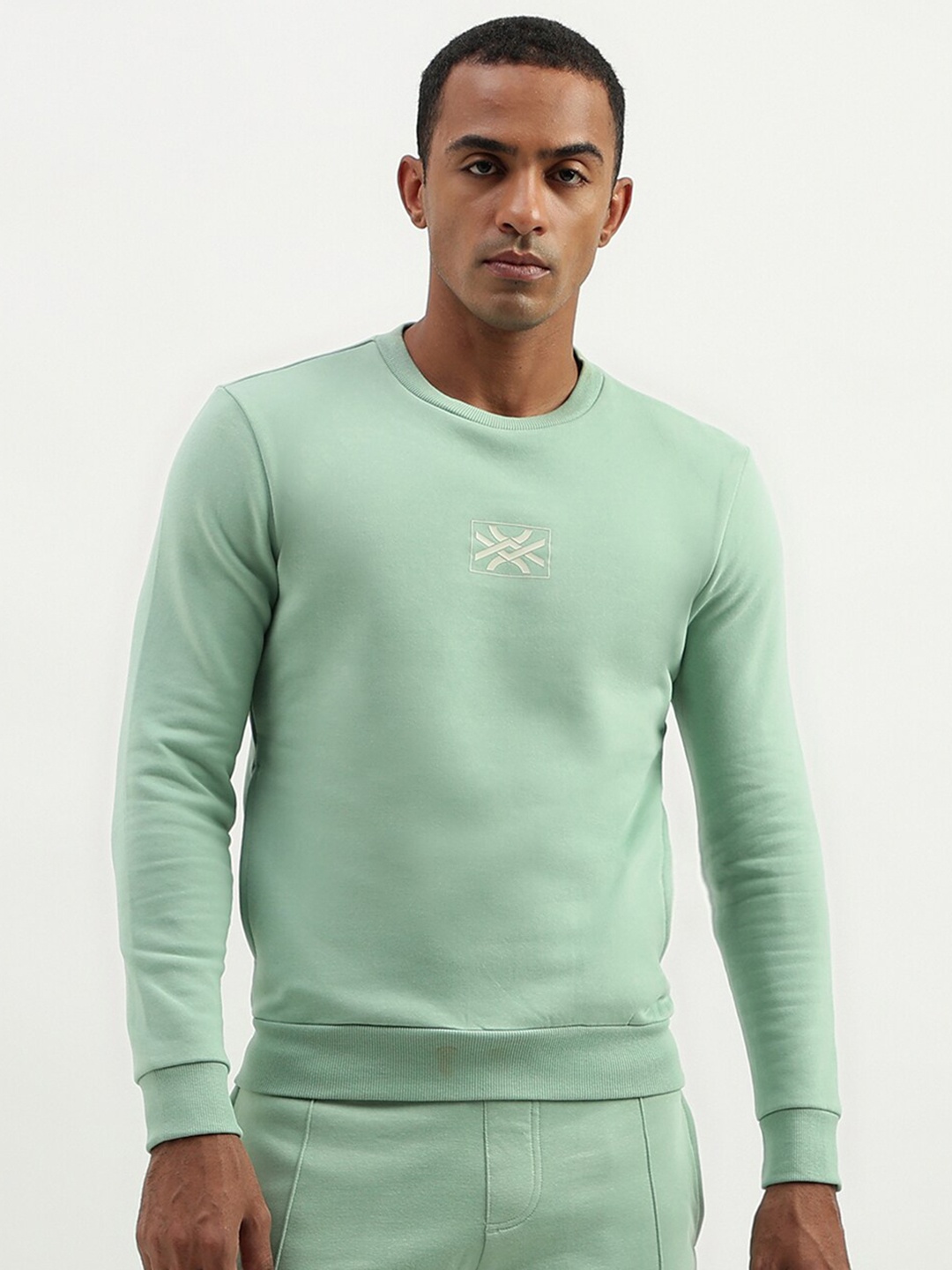 

United Colors of Benetton Round Neck Pullover Sweatshirt, Green