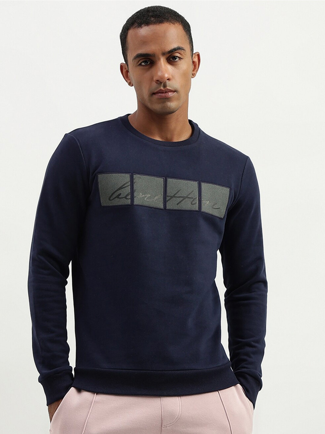 

United Colors of Benetton Typography Printed Pullover Sweatshirt, Navy blue