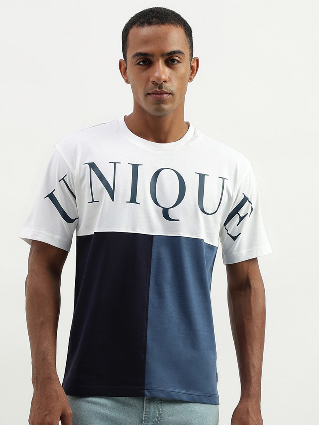 

United Colors of Benetton Colourblocked Short Sleeves Cotton T-shirt, Multi