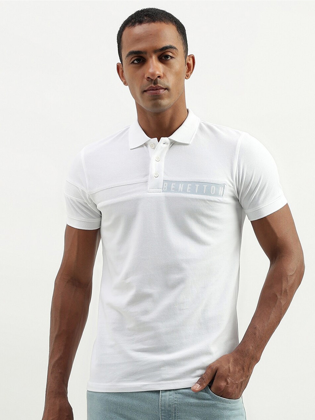 

United Colors of Benetton Polo Collar Cotton Casual T-shirt, White