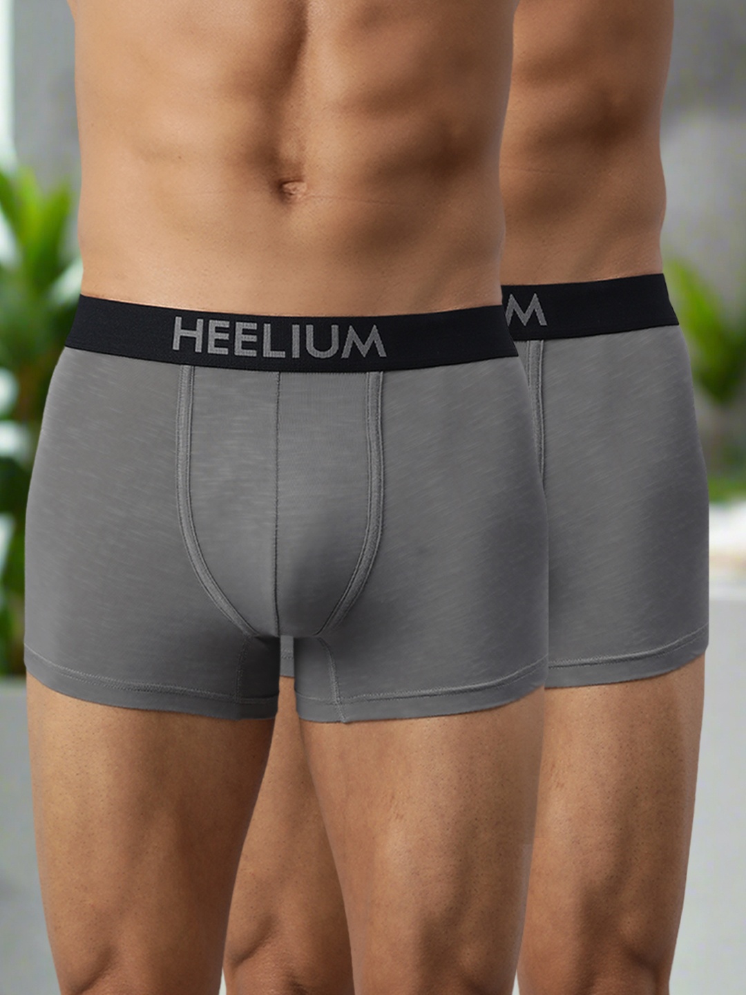 

Heelium Men Pack of 2 Bamboo Super Soft & Odour Free Comfort Fit Trunk, Grey