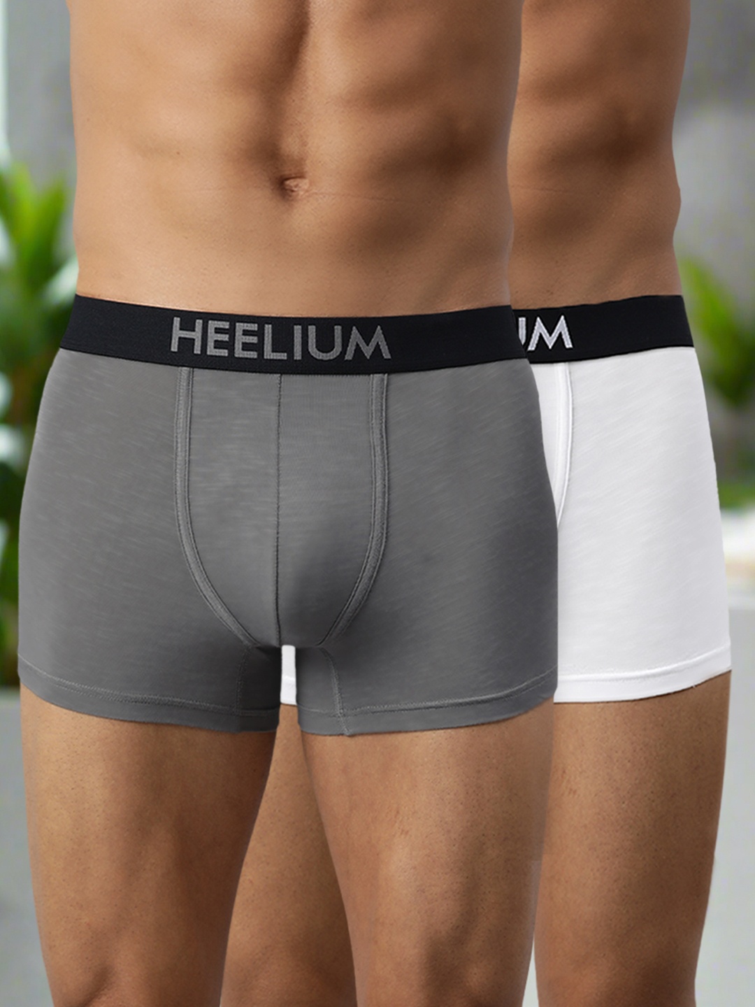 

Heelium Men Pack of 2 Bamboo Super Soft & Odour Free Comfort Fit Trunk, Grey