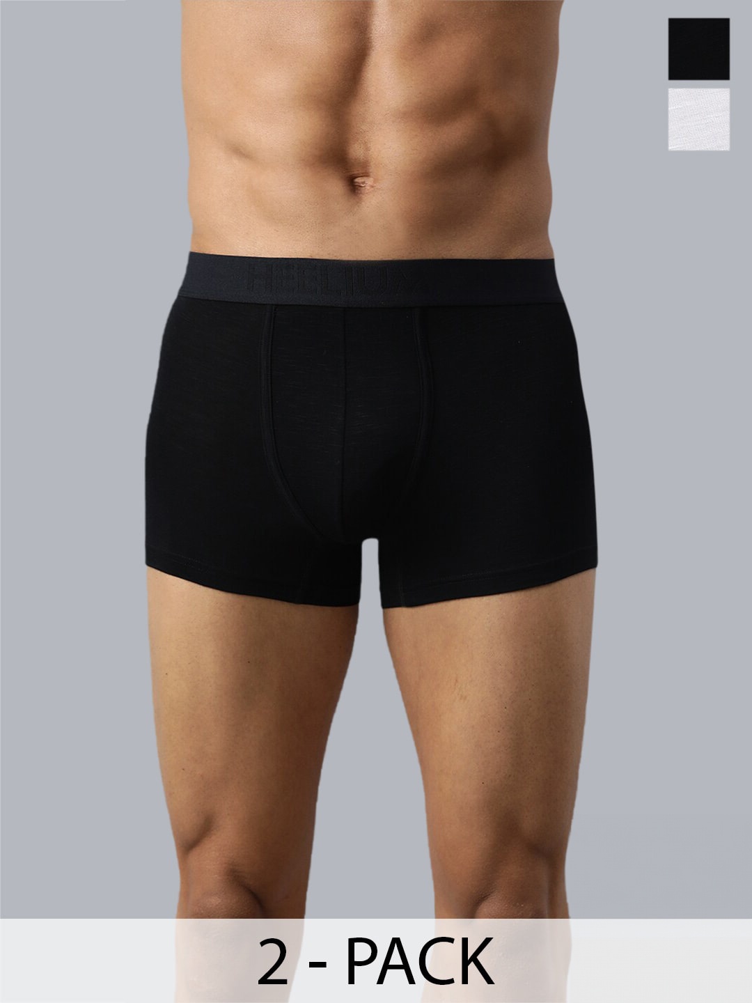 

Heelium Men Pack of 2 Bamboo Super Soft & Odour Free Comfort Fit Trunk, Black