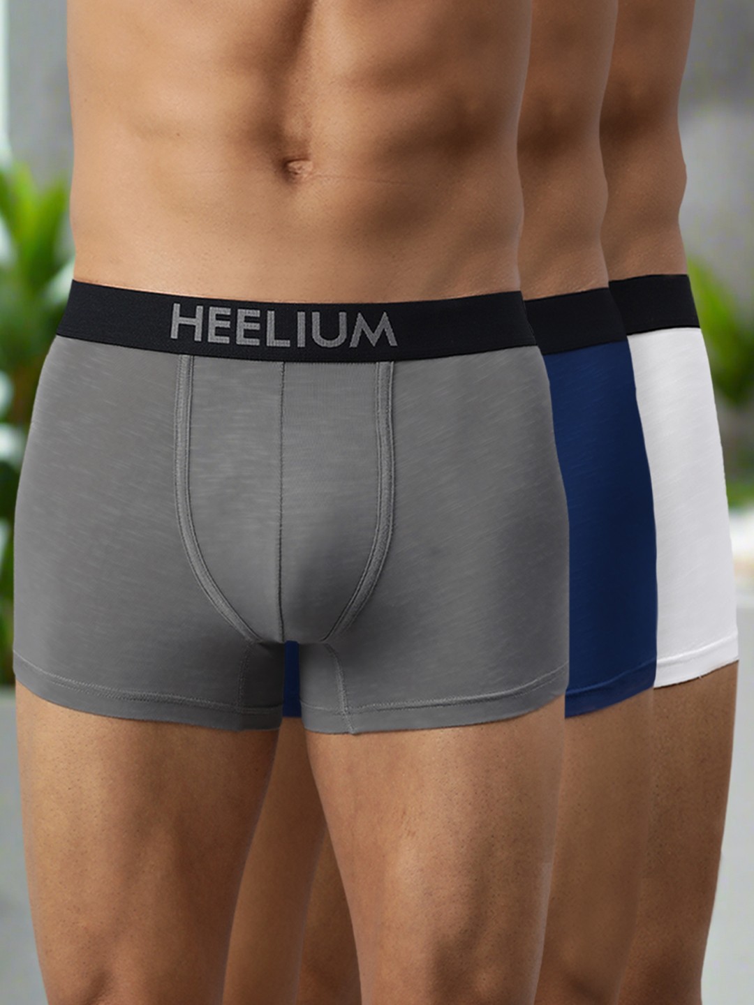 

Heelium Men Pack of 3 Bamboo Super Soft & Odour Free Comfort Fit Trunk, Grey