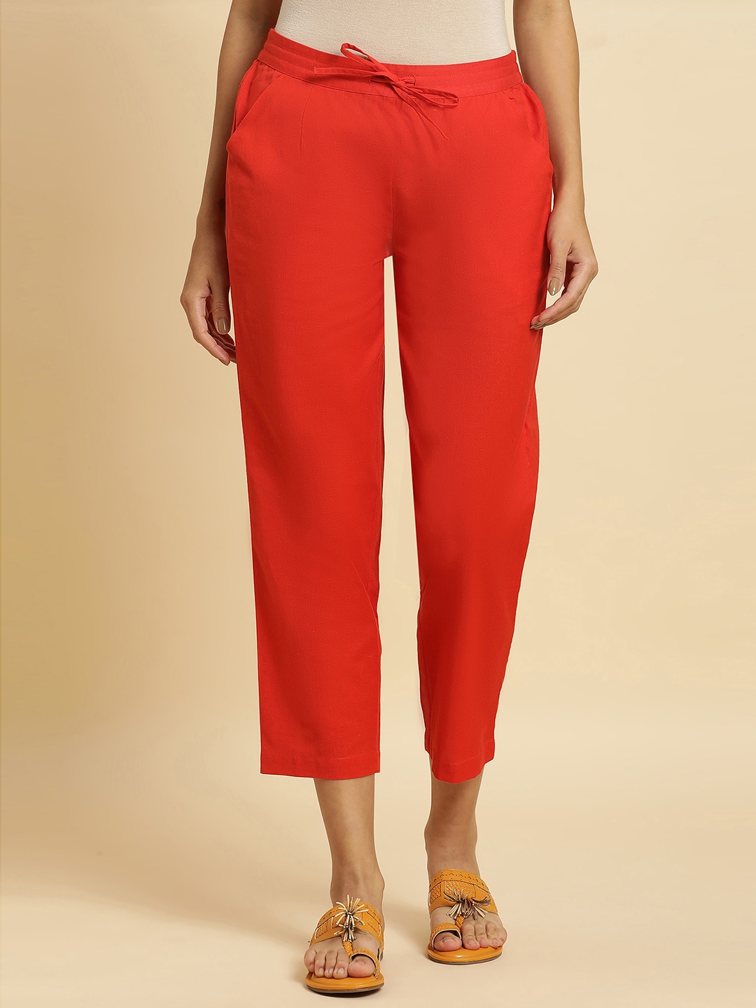 

W Women Straight Fit Trousers, Orange