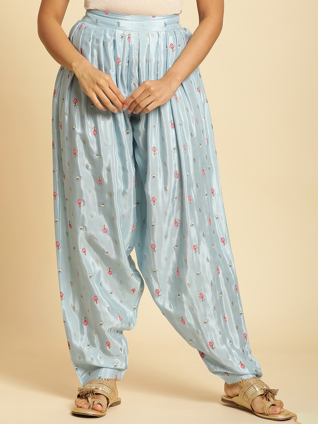 

W Floral Printed Loose-Fit Salwar, Blue