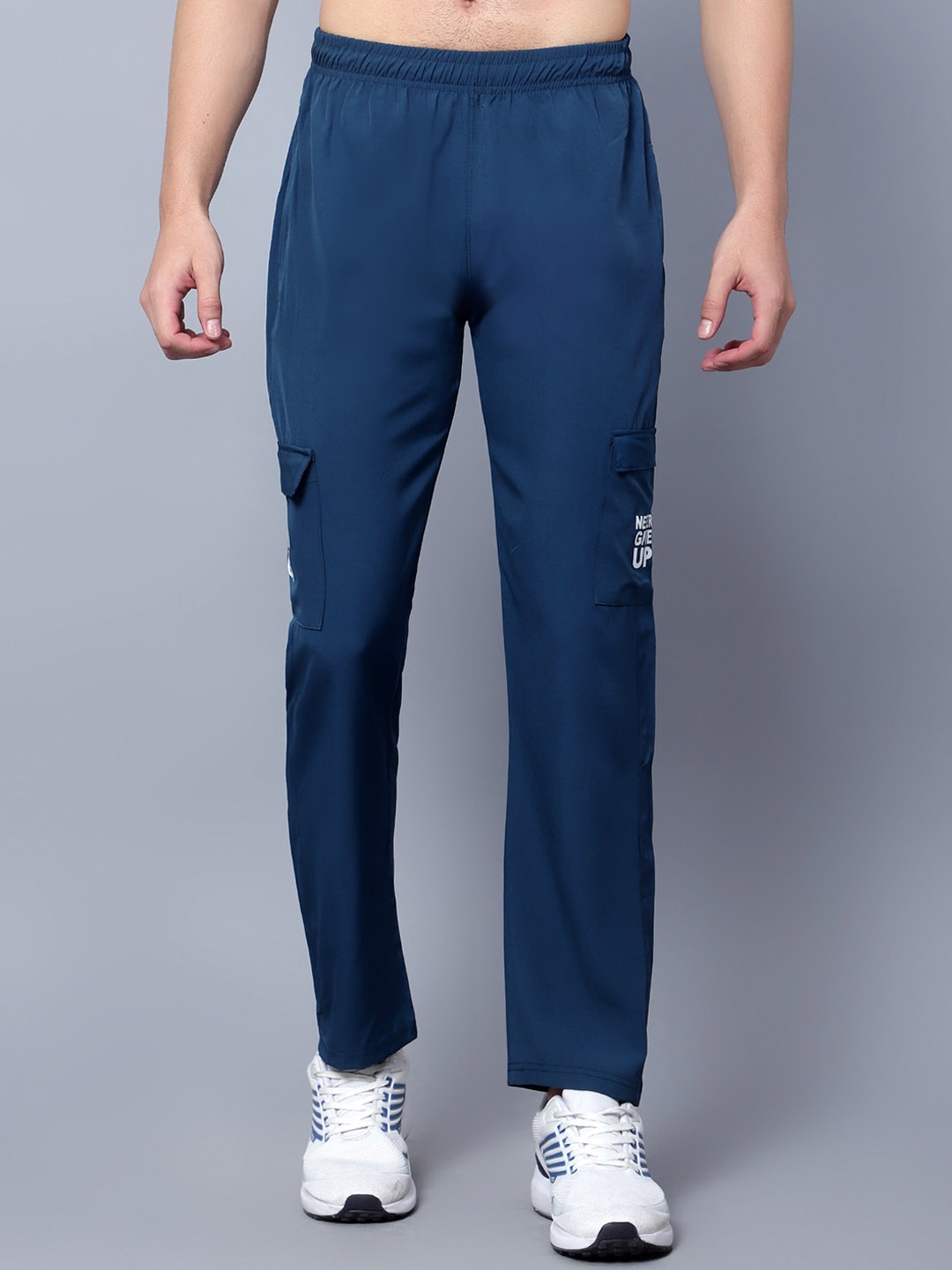 

SKY HEIGHTS Men Slim-Fit Mid-Rise Track Pants, Blue