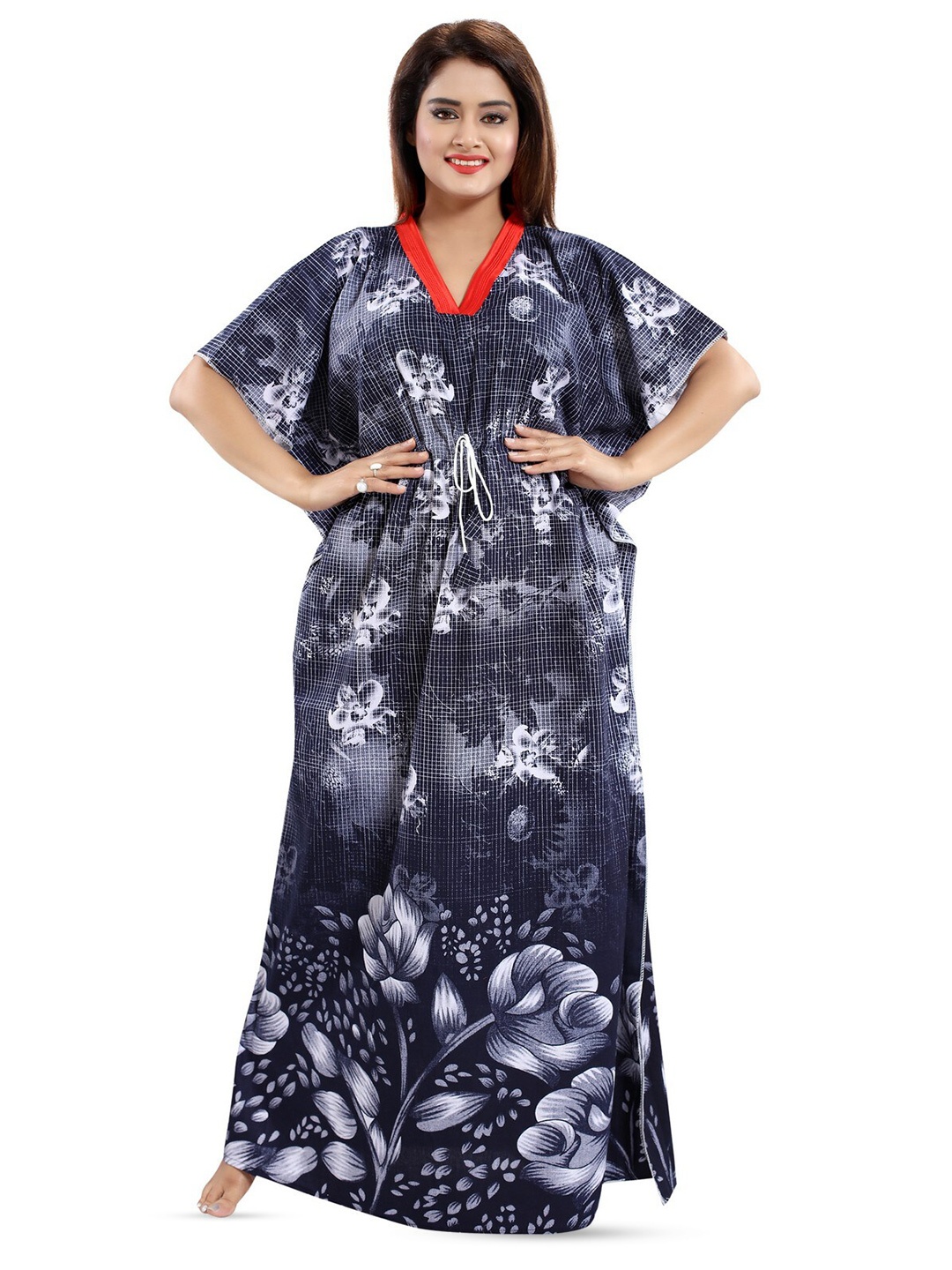 

CINCO Floral Printed Maxi Kaftan Nightdress, Black