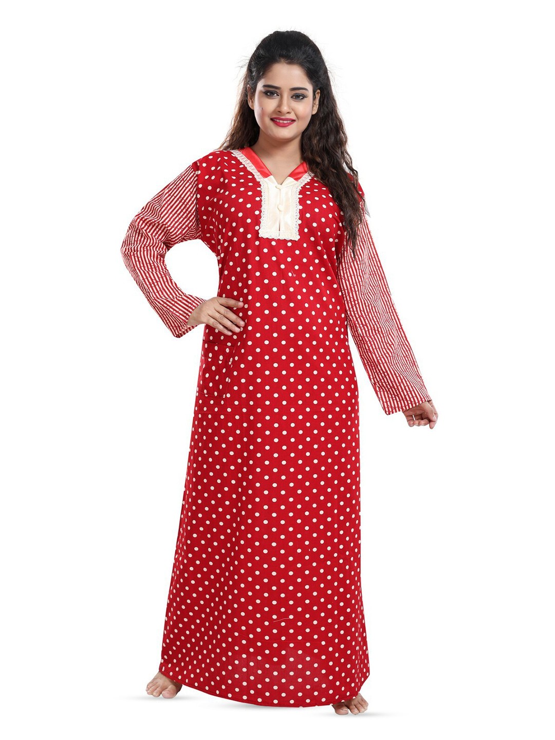 

CINCO Polka Dot Printed Maxi Nightdress, Red
