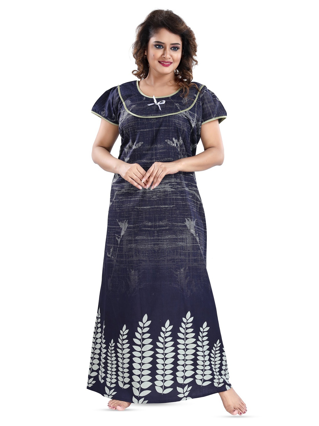 

CINCO Printed Cotton Maxi Nightdress, Navy blue