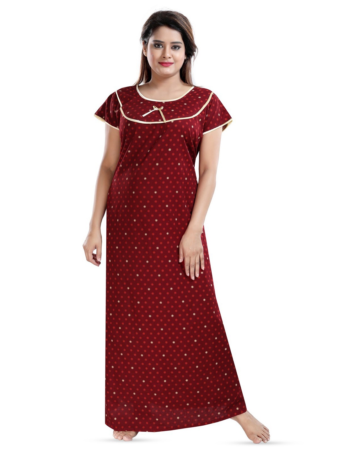 

CINCO Floral Printed Maxi Nightdress, Maroon