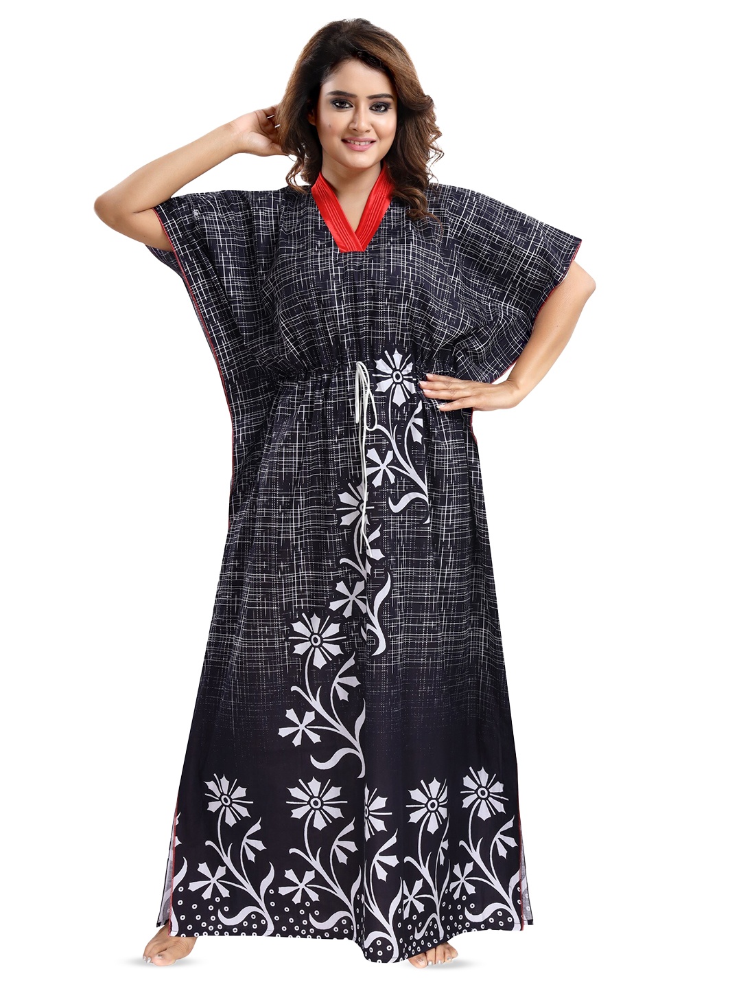 

CINCO Floral Printed Kaftan Maxi Nightdress, Black