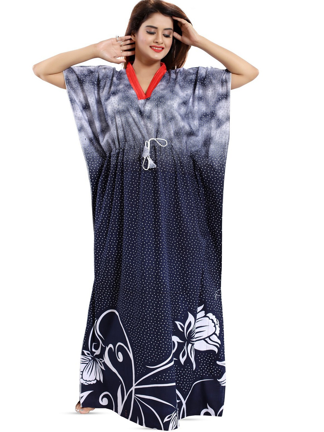 

CINCO Floral Printed Maxi Kaftan Nightdress, Navy blue