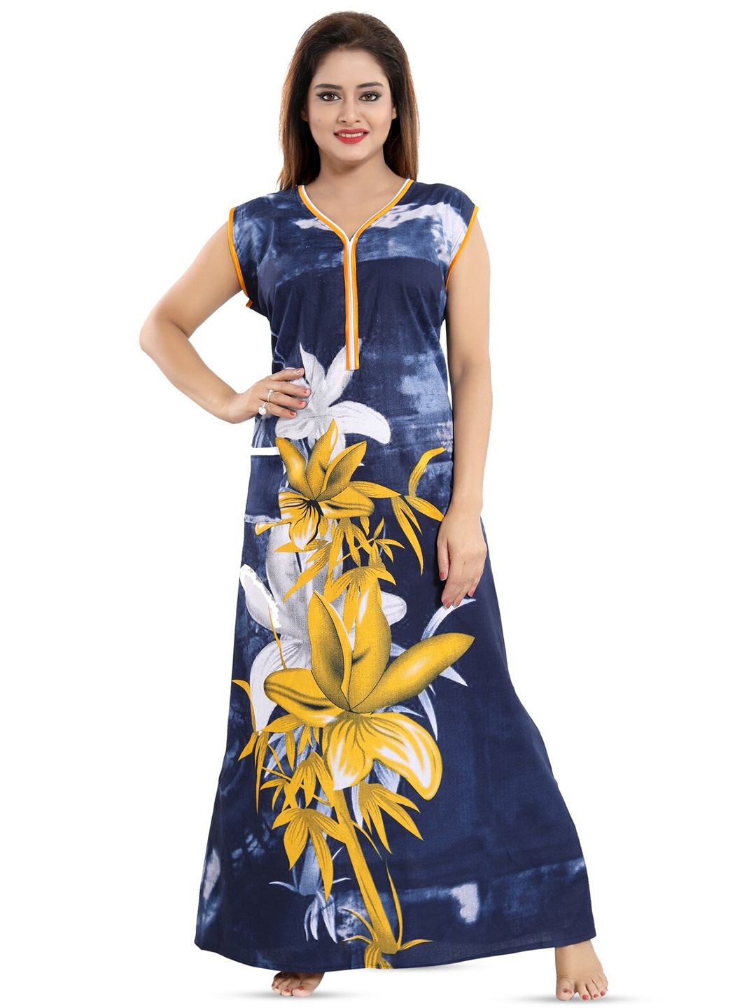 

CINCO Floral Printed Sleeveless Maxi Nightdress, Blue