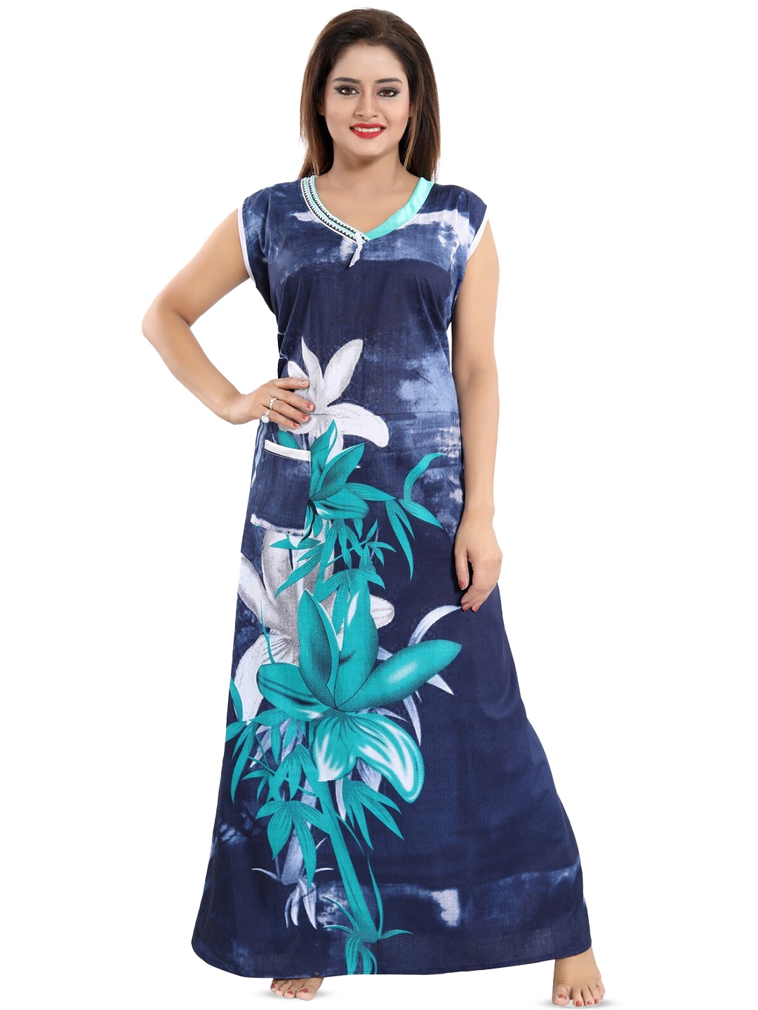 

CINCO Floral Printed Maxi Nightdress, Navy blue