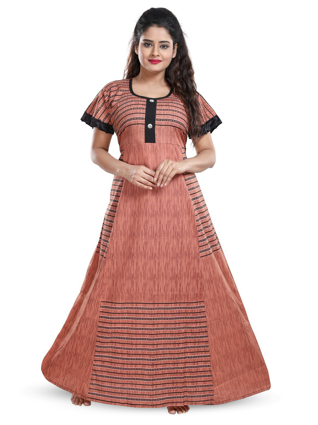 

CINCO Striped Maxi Nightdress, Brown