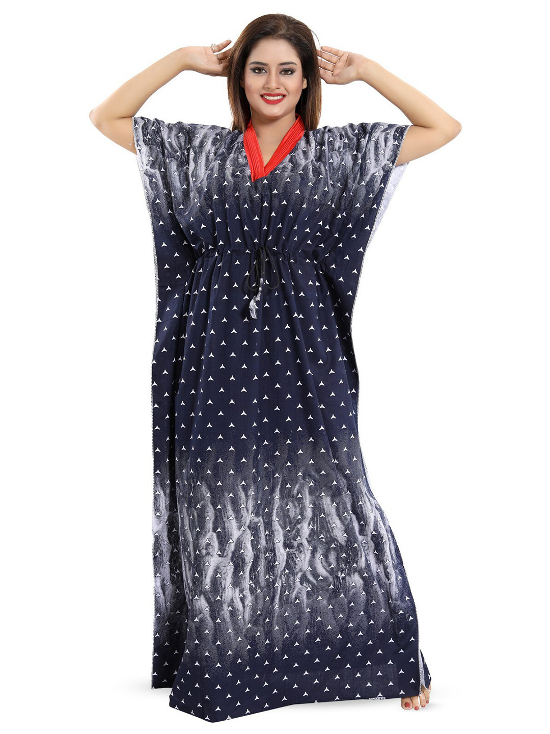

CINCO Abstract Printed Maxi Kaftan Nightdress, Navy blue