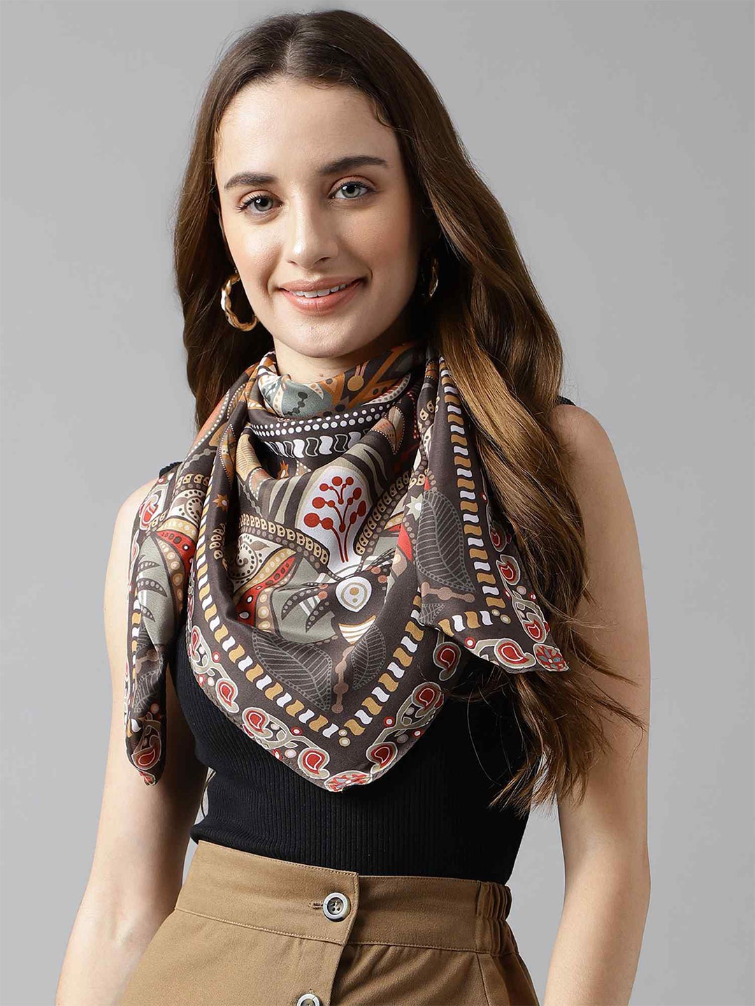 

Tossido Floral Printed Scarf, Brown