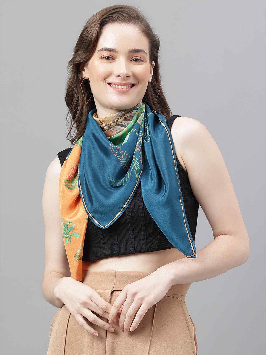 

Tossido Floral Printed Scarf, Blue