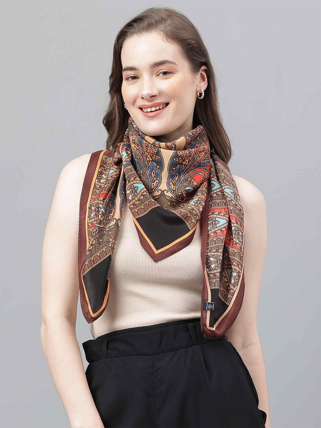 

Tossido Floral Printed Scarf, Black