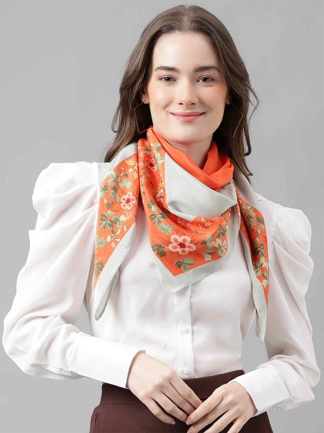 

Tossido Floral Printed Scarf, Orange