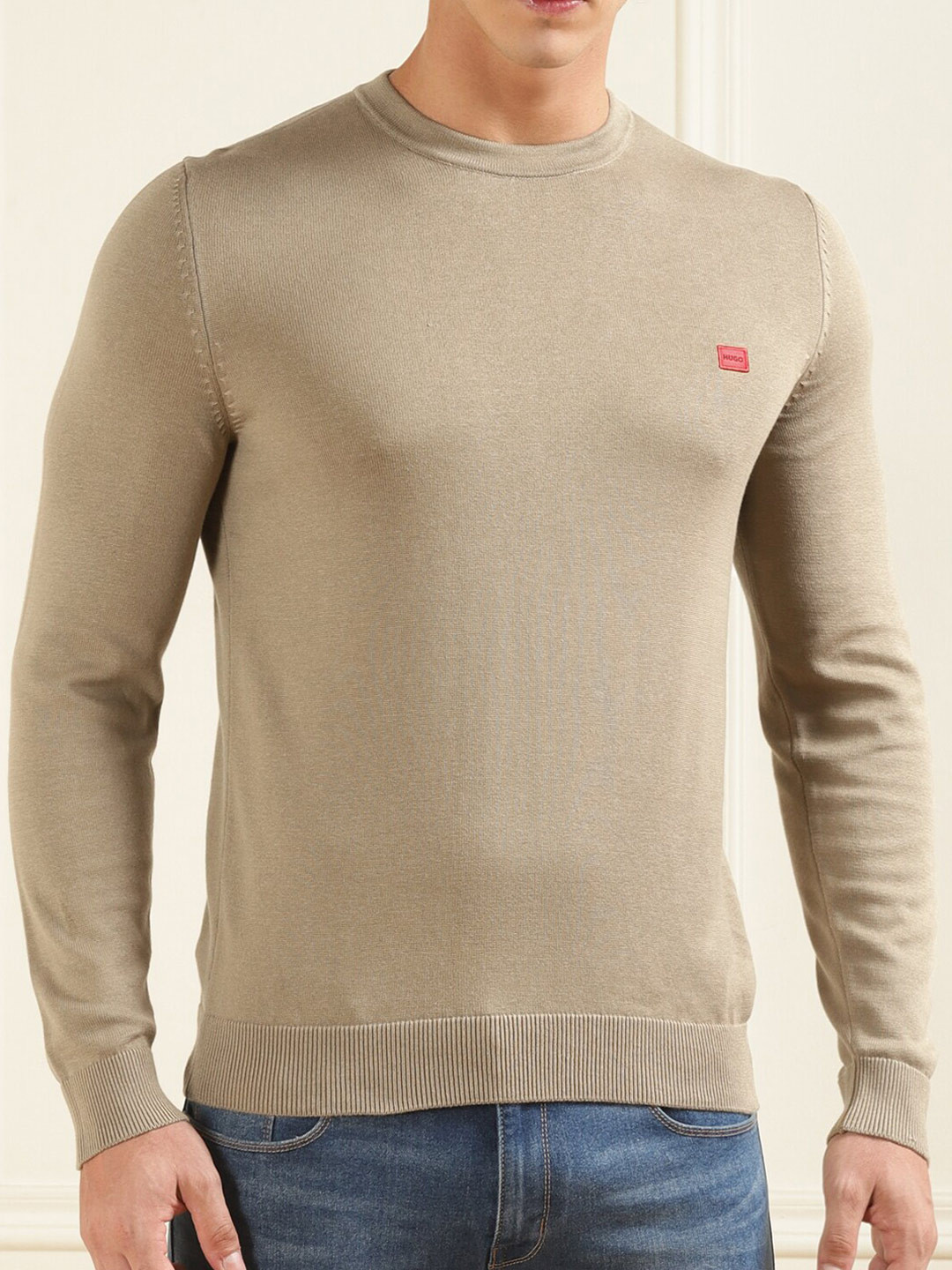 

HUGO Long Sleeves Pure Cotton Pullover, Brown