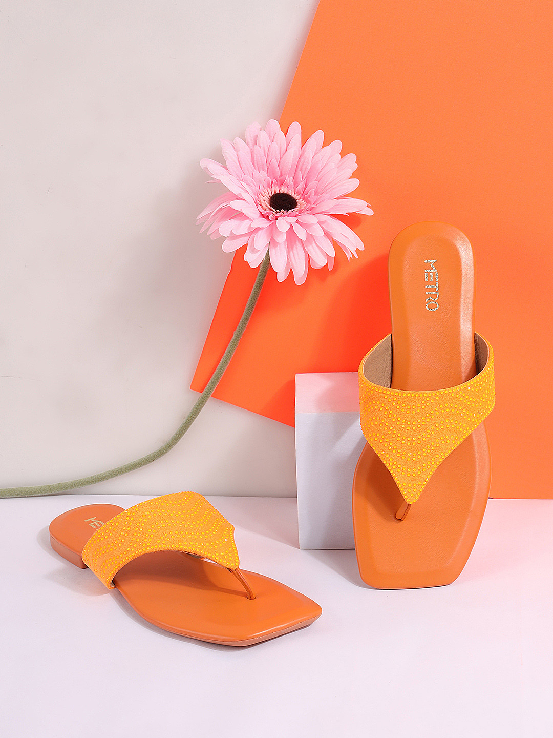 

Metro Women Embellished Open Toe Flats, Orange