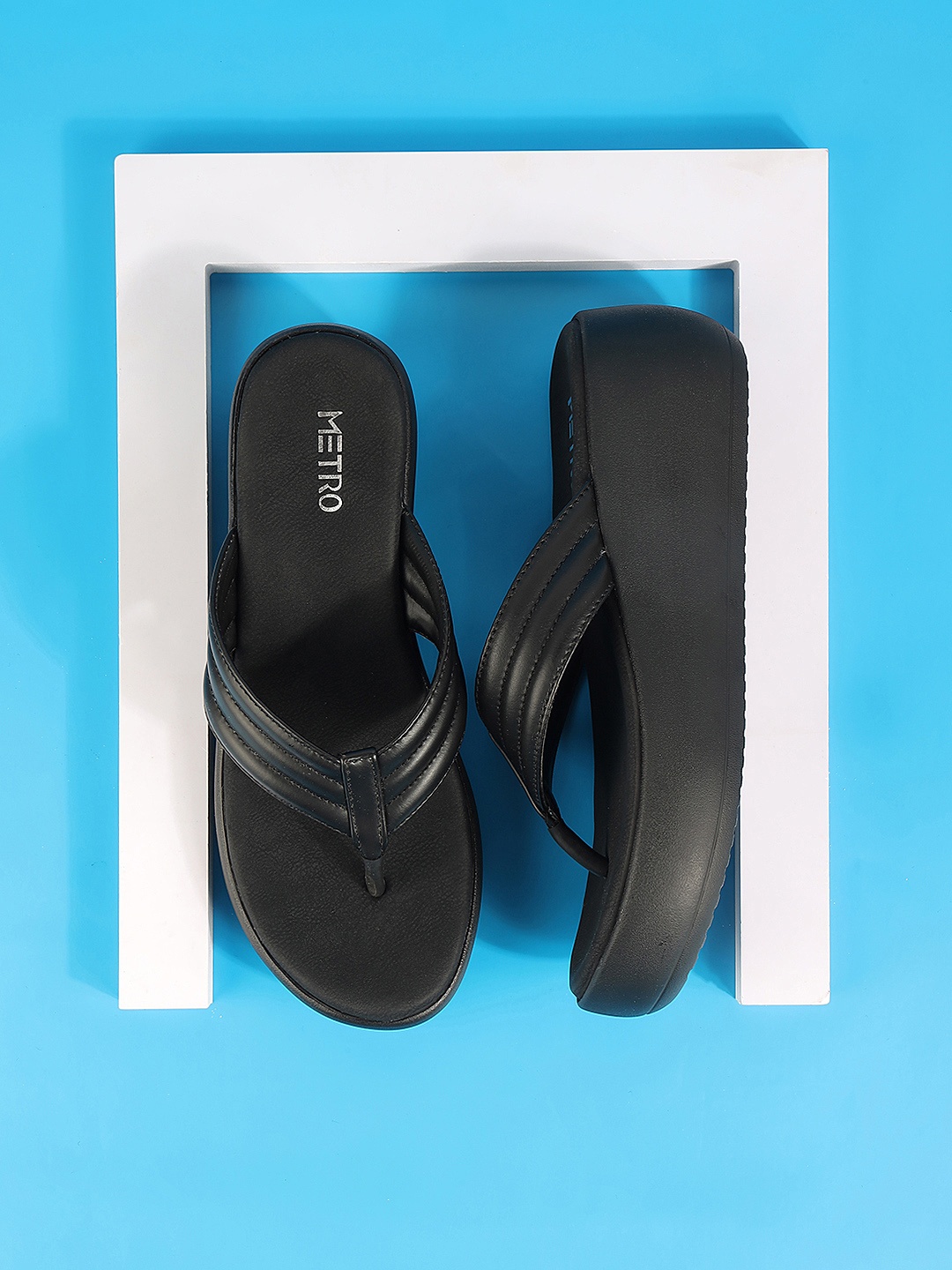 

Metro Open Toe Flatform Heels, Black