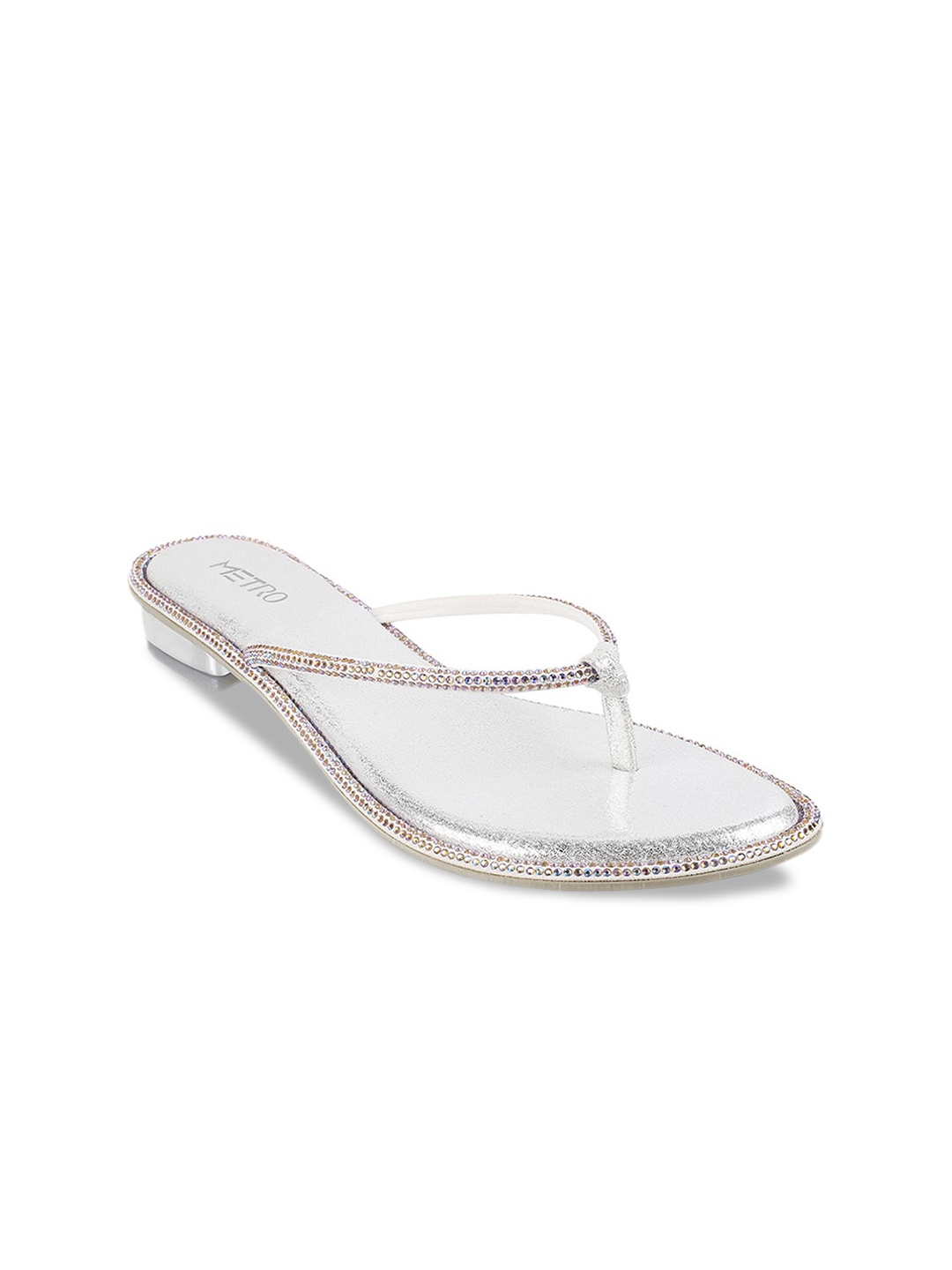 

Metro Embellished Open Toe Flats, Silver