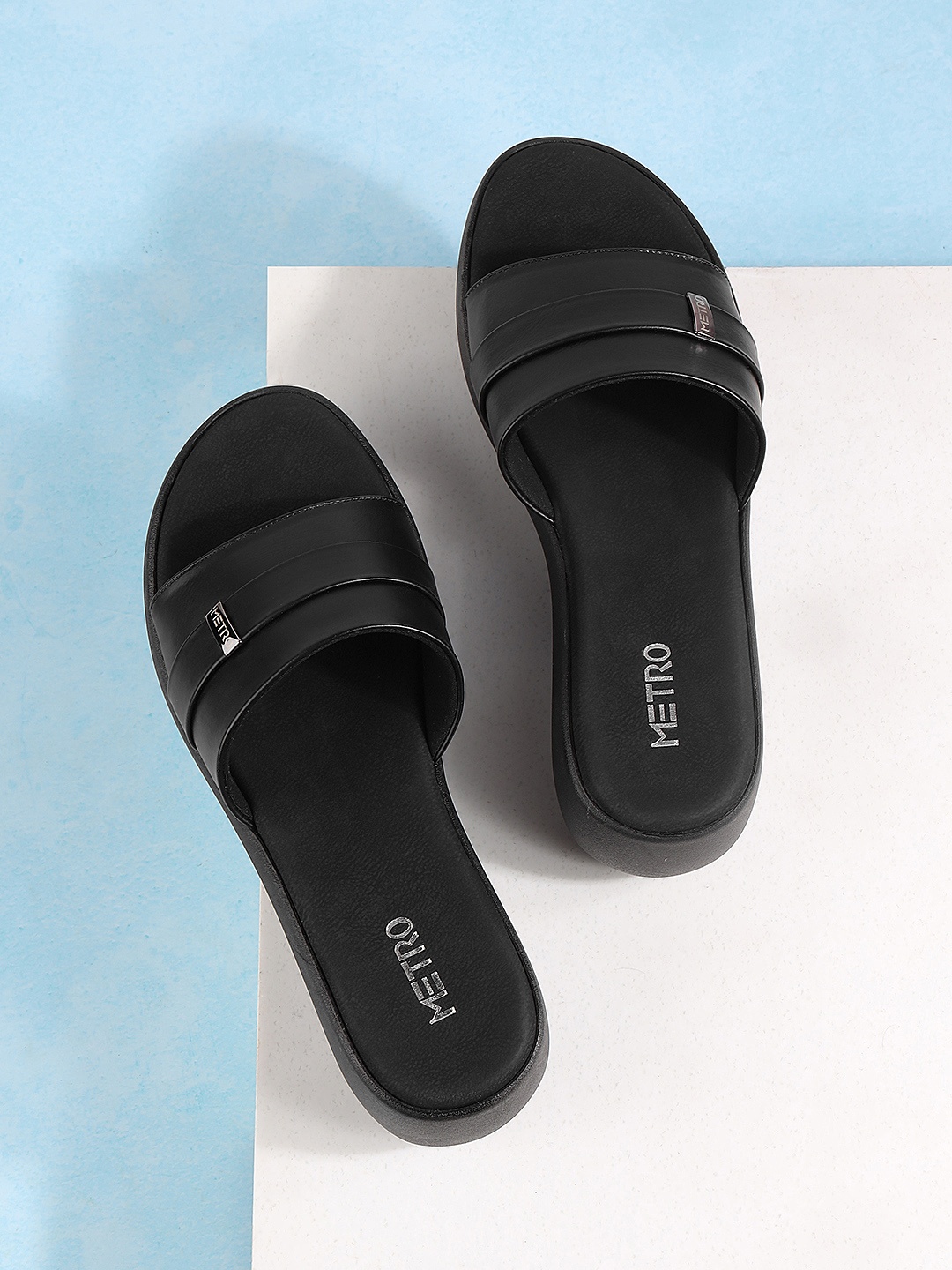 

Metro Open Toe Flatform Heels, Black