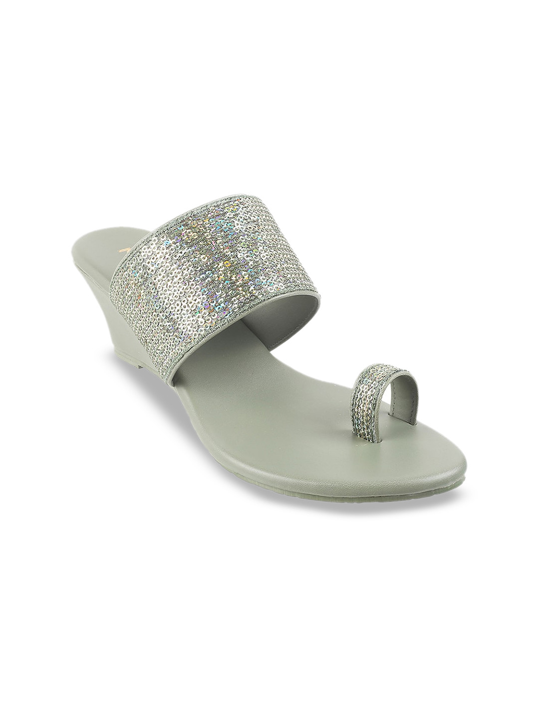 

Metro Embellished One Toe Wedge Heels, Sea green