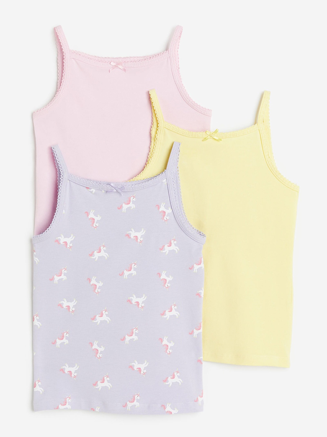 

H&M Girls 3-Pack Jersey Vest Tops, Lavender