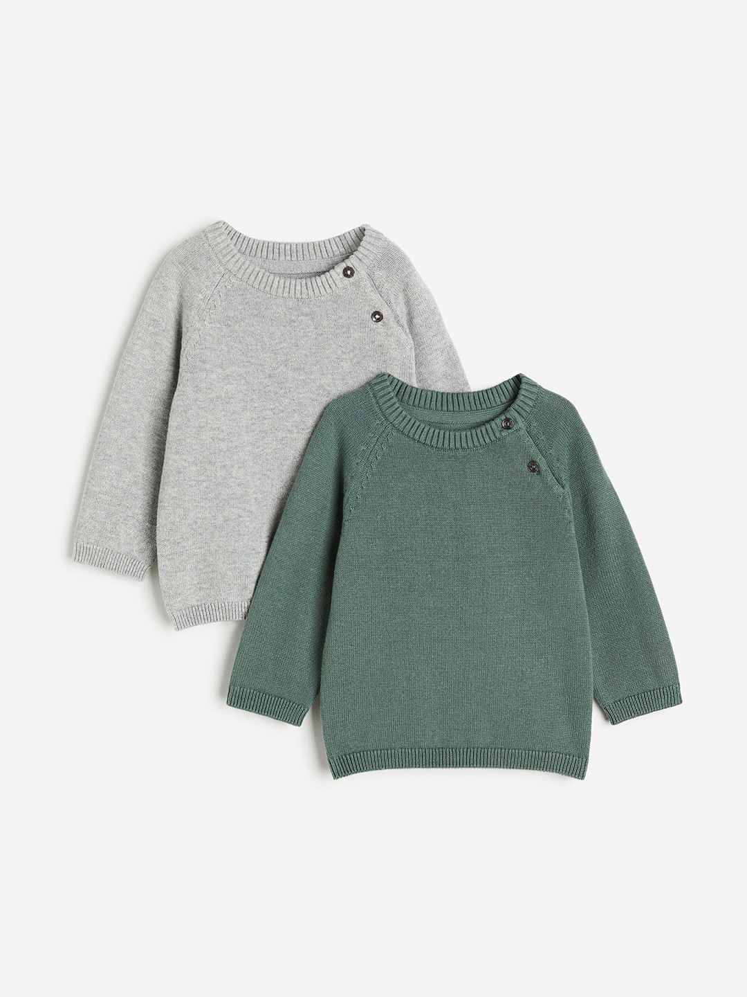 

H&M Boys 2-Pack Fine-Knit Jumpers, Green