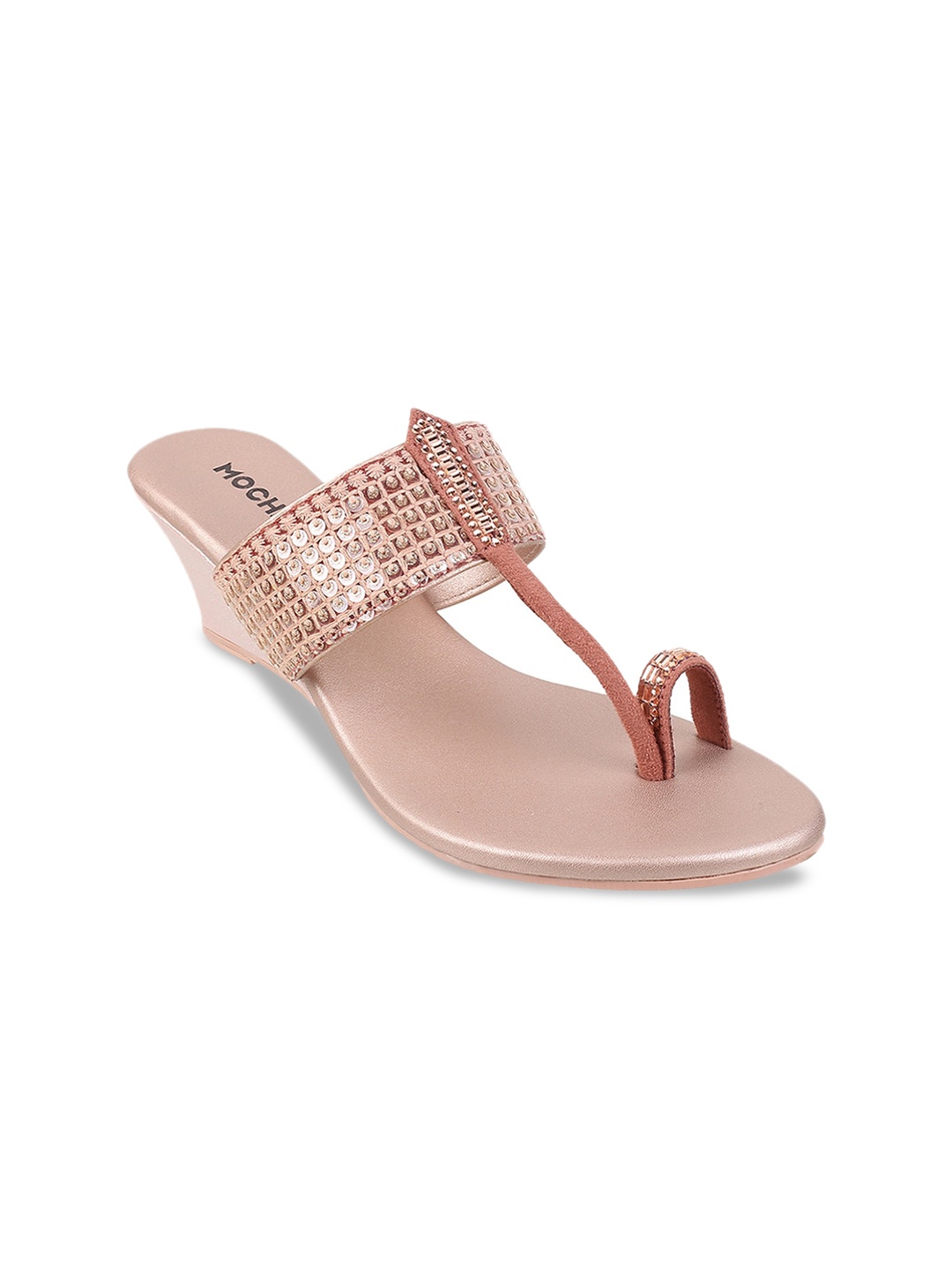 

Mochi Ethnic Embellished Wedge Heels, Pink