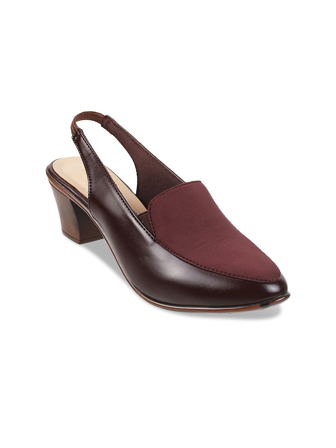 

Mochi Block Slingback Mules With Backstrap, Brown