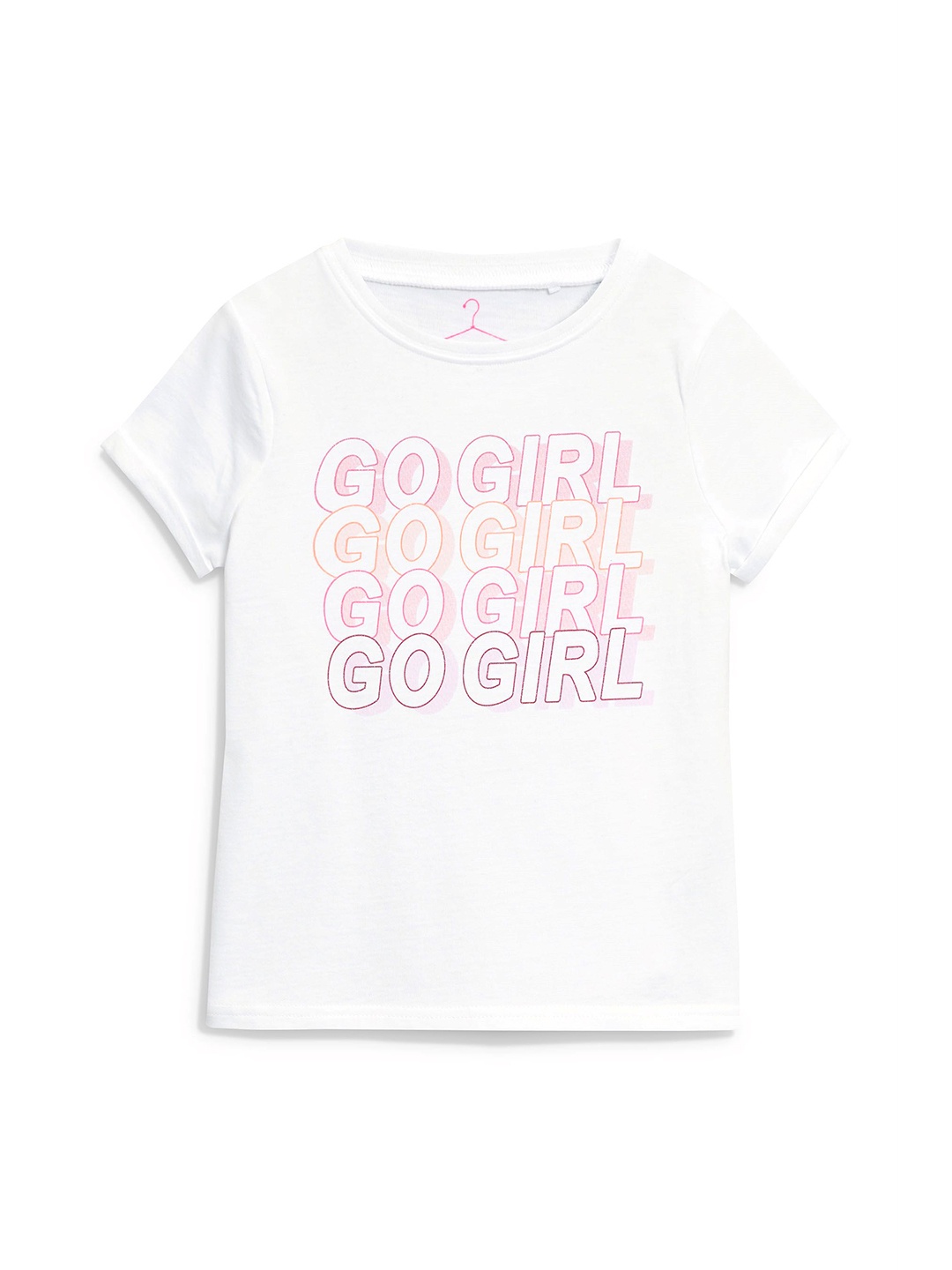 

next Girls White Printed V-Neck T-shirt