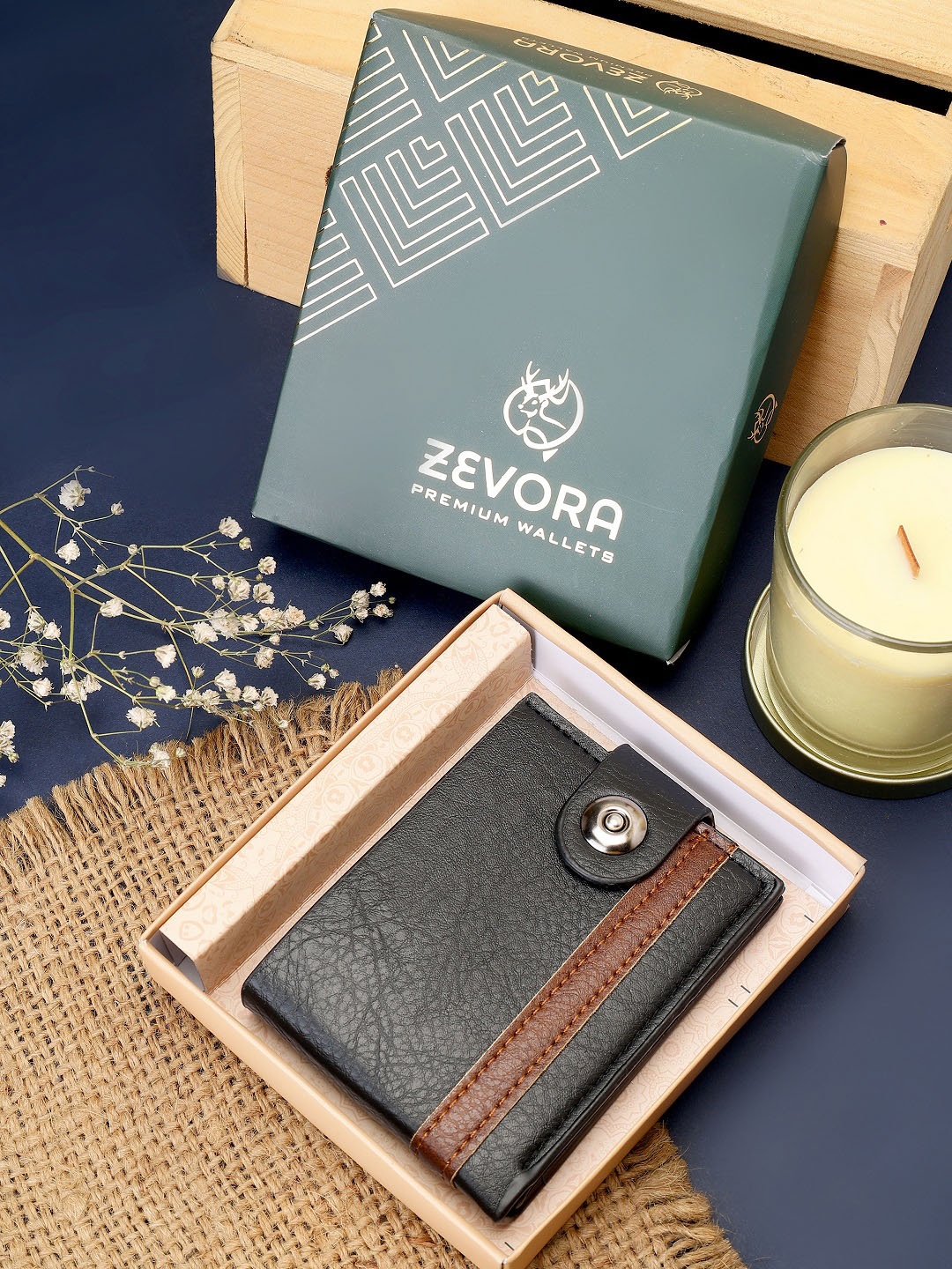 

ZEVORA Textured Two Fold Wallet, Black